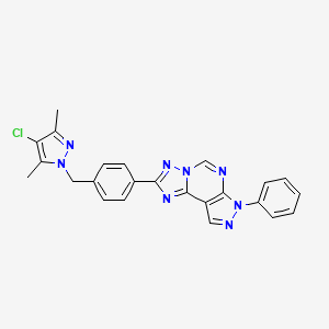 molecular formula C24H19ClN8 B4732797 2-{4-[(4-chloro-3,5-dimethyl-1H-pyrazol-1-yl)methyl]phenyl}-7-phenyl-7H-pyrazolo[4,3-e][1,2,4]triazolo[1,5-c]pyrimidine 