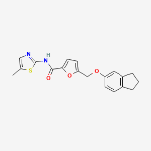 molecular formula C19H18N2O3S B4732832 5-[(2,3-dihydro-1H-inden-5-yloxy)methyl]-N-(5-methyl-1,3-thiazol-2-yl)-2-furamide 