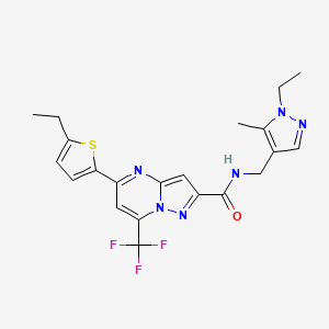 molecular formula C21H21F3N6OS B4732864 N-[(1-ethyl-5-methyl-1H-pyrazol-4-yl)methyl]-5-(5-ethyl-2-thienyl)-7-(trifluoromethyl)pyrazolo[1,5-a]pyrimidine-2-carboxamide 