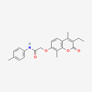 molecular formula C22H23NO4 B4732892 2-[(3-ethyl-4,8-dimethyl-2-oxo-2H-chromen-7-yl)oxy]-N-(4-methylphenyl)acetamide 