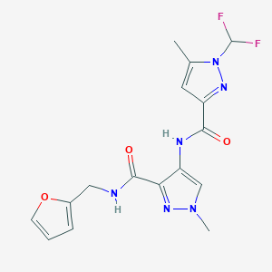 molecular formula C16H16F2N6O3 B4732898 4-({[1-(difluoromethyl)-5-methyl-1H-pyrazol-3-yl]carbonyl}amino)-N-(2-furylmethyl)-1-methyl-1H-pyrazole-3-carboxamide 