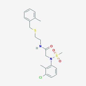 molecular formula C20H25ClN2O3S2 B4732924 N~2~-(3-chloro-2-methylphenyl)-N~1~-{2-[(2-methylbenzyl)thio]ethyl}-N~2~-(methylsulfonyl)glycinamide 