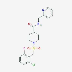 molecular formula C19H21ClFN3O3S B4732940 1-[(2-chloro-6-fluorobenzyl)sulfonyl]-N-(2-pyridinylmethyl)-4-piperidinecarboxamide 