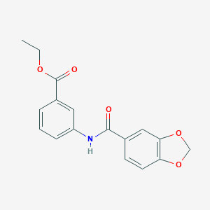molecular formula C17H15NO5 B473295 Ethyl 3-[(1,3-benzodioxol-5-ylcarbonyl)amino]benzoate CAS No. 349441-07-2