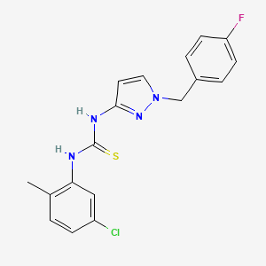 molecular formula C18H16ClFN4S B4732950 N-(5-chloro-2-methylphenyl)-N'-[1-(4-fluorobenzyl)-1H-pyrazol-3-yl]thiourea 