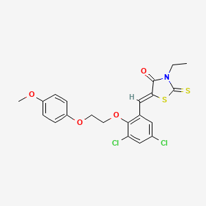 molecular formula C21H19Cl2NO4S2 B4732986 5-{3,5-dichloro-2-[2-(4-methoxyphenoxy)ethoxy]benzylidene}-3-ethyl-2-thioxo-1,3-thiazolidin-4-one 