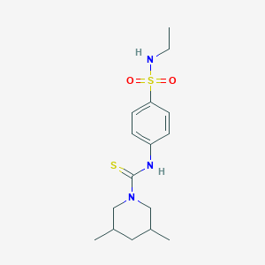 molecular formula C16H25N3O2S2 B4733043 N-{4-[(ethylamino)sulfonyl]phenyl}-3,5-dimethyl-1-piperidinecarbothioamide 