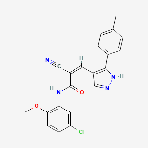 N-(5-chloro-2-methoxyphenyl)-2-cyano-3-[3-(4-methylphenyl)-1H-pyrazol-4-yl]acrylamide