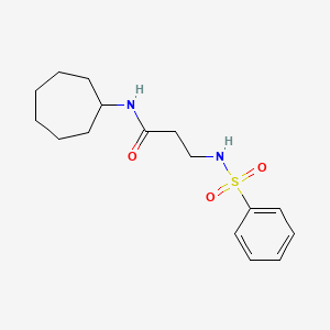 molecular formula C16H24N2O3S B4733081 N~1~-cycloheptyl-N~3~-(phenylsulfonyl)-beta-alaninamide 