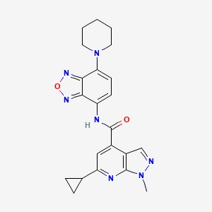 molecular formula C22H23N7O2 B4733145 6-cyclopropyl-1-methyl-N-[7-(1-piperidinyl)-2,1,3-benzoxadiazol-4-yl]-1H-pyrazolo[3,4-b]pyridine-4-carboxamide 
