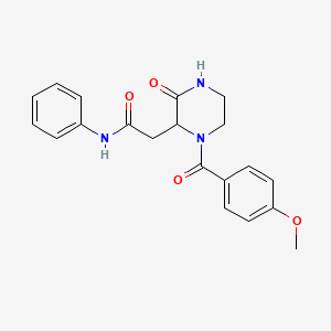 molecular formula C20H21N3O4 B4733157 2-[1-(4-methoxybenzoyl)-3-oxo-2-piperazinyl]-N-phenylacetamide 