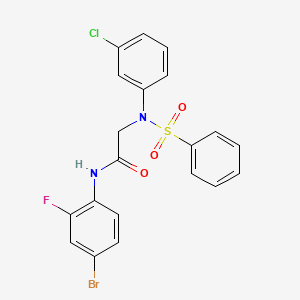 molecular formula C20H15BrClFN2O3S B4733167 N~1~-(4-bromo-2-fluorophenyl)-N~2~-(3-chlorophenyl)-N~2~-(phenylsulfonyl)glycinamide 