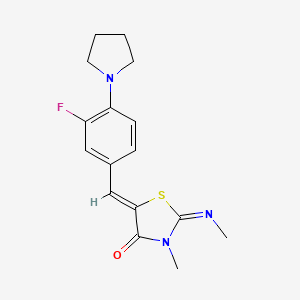 molecular formula C16H18FN3OS B4733183 5-[3-fluoro-4-(1-pyrrolidinyl)benzylidene]-3-methyl-2-(methylimino)-1,3-thiazolidin-4-one 