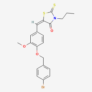 molecular formula C21H20BrNO3S2 B4733203 5-{4-[(4-bromobenzyl)oxy]-3-methoxybenzylidene}-3-propyl-2-thioxo-1,3-thiazolidin-4-one 