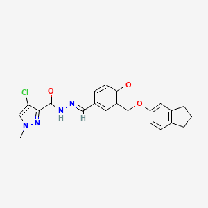 molecular formula C23H23ClN4O3 B4733206 4-chloro-N'-{3-[(2,3-dihydro-1H-inden-5-yloxy)methyl]-4-methoxybenzylidene}-1-methyl-1H-pyrazole-3-carbohydrazide 