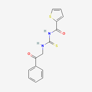 molecular formula C14H12N2O2S2 B4733252 N-{[(2-oxo-2-phenylethyl)amino]carbonothioyl}-2-thiophenecarboxamide 