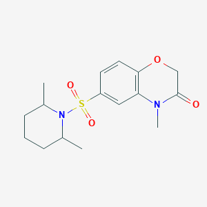 molecular formula C16H22N2O4S B4733281 6-[(2,6-dimethyl-1-piperidinyl)sulfonyl]-4-methyl-2H-1,4-benzoxazin-3(4H)-one 