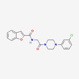 molecular formula C21H20ClN3O3 B4733294 N-{2-[4-(3-chlorophenyl)-1-piperazinyl]-2-oxoethyl}-1-benzofuran-2-carboxamide 