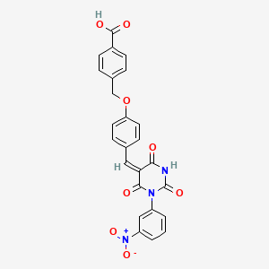 molecular formula C25H17N3O8 B4733303 4-[(4-{[1-(3-nitrophenyl)-2,4,6-trioxotetrahydro-5(2H)-pyrimidinylidene]methyl}phenoxy)methyl]benzoic acid 