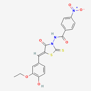 molecular formula C19H15N3O6S2 B4733351 N-[5-(3-ethoxy-4-hydroxybenzylidene)-4-oxo-2-thioxo-1,3-thiazolidin-3-yl]-4-nitrobenzamide 