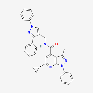 molecular formula C33H28N6O B4733382 6-cyclopropyl-N-[(1,3-diphenyl-1H-pyrazol-4-yl)methyl]-3-methyl-1-phenyl-1H-pyrazolo[3,4-b]pyridine-4-carboxamide 
