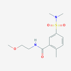 molecular formula C13H20N2O4S B4733414 5-[(dimethylamino)sulfonyl]-N-(2-methoxyethyl)-2-methylbenzamide 
