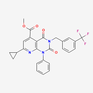 molecular formula C26H20F3N3O4 B4733477 methyl 7-cyclopropyl-2,4-dioxo-1-phenyl-3-[3-(trifluoromethyl)benzyl]-1,2,3,4-tetrahydropyrido[2,3-d]pyrimidine-5-carboxylate 