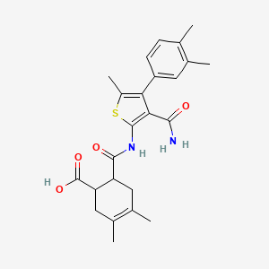 molecular formula C24H28N2O4S B4733489 6-({[3-(aminocarbonyl)-4-(3,4-dimethylphenyl)-5-methyl-2-thienyl]amino}carbonyl)-3,4-dimethyl-3-cyclohexene-1-carboxylic acid 