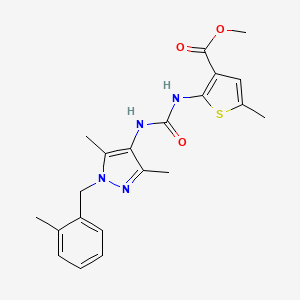 molecular formula C21H24N4O3S B4733503 methyl 2-[({[3,5-dimethyl-1-(2-methylbenzyl)-1H-pyrazol-4-yl]amino}carbonyl)amino]-5-methyl-3-thiophenecarboxylate 