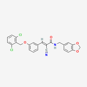 molecular formula C25H18Cl2N2O4 B4733546 N-(1,3-benzodioxol-5-ylmethyl)-2-cyano-3-{3-[(2,6-dichlorobenzyl)oxy]phenyl}acrylamide 