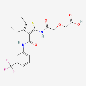 molecular formula C19H19F3N2O5S B4733556 (2-{[4-ethyl-5-methyl-3-({[3-(trifluoromethyl)phenyl]amino}carbonyl)-2-thienyl]amino}-2-oxoethoxy)acetic acid 