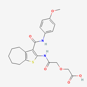 molecular formula C21H24N2O6S B4733561 {2-[(3-{[(4-methoxyphenyl)amino]carbonyl}-5,6,7,8-tetrahydro-4H-cyclohepta[b]thien-2-yl)amino]-2-oxoethoxy}acetic acid 