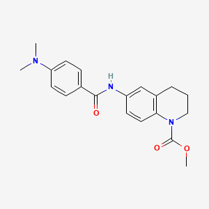 molecular formula C20H23N3O3 B4733593 methyl 6-{[4-(dimethylamino)benzoyl]amino}-3,4-dihydro-1(2H)-quinolinecarboxylate 