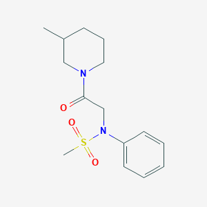 molecular formula C15H22N2O3S B4733631 N-[2-(3-methyl-1-piperidinyl)-2-oxoethyl]-N-phenylmethanesulfonamide 