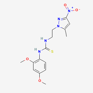 molecular formula C15H19N5O4S B4733692 N-(2,4-dimethoxyphenyl)-N'-[2-(5-methyl-3-nitro-1H-pyrazol-1-yl)ethyl]thiourea 