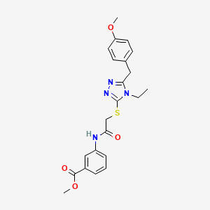 molecular formula C22H24N4O4S B4733704 methyl 3-[({[4-ethyl-5-(4-methoxybenzyl)-4H-1,2,4-triazol-3-yl]thio}acetyl)amino]benzoate 