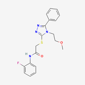 molecular formula C19H19FN4O2S B4733750 N-(2-fluorophenyl)-2-{[4-(2-methoxyethyl)-5-phenyl-4H-1,2,4-triazol-3-yl]thio}acetamide 