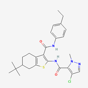 molecular formula C26H31ClN4O2S B4733767 N-(6-tert-butyl-3-{[(4-ethylphenyl)amino]carbonyl}-4,5,6,7-tetrahydro-1-benzothien-2-yl)-4-chloro-1-methyl-1H-pyrazole-5-carboxamide 
