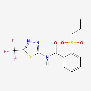 molecular formula C13H12F3N3O3S2 B4733824 2-(propylsulfonyl)-N-[5-(trifluoromethyl)-1,3,4-thiadiazol-2-yl]benzamide 