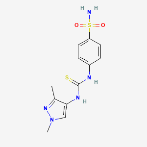 molecular formula C12H15N5O2S2 B4733857 4-({[(1,3-dimethyl-1H-pyrazol-4-yl)amino]carbonothioyl}amino)benzenesulfonamide 
