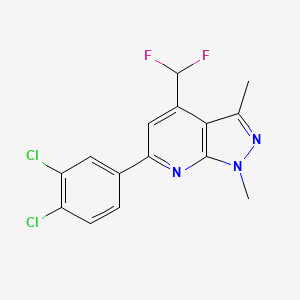 molecular formula C15H11Cl2F2N3 B4733862 6-(3,4-dichlorophenyl)-4-(difluoromethyl)-1,3-dimethyl-1H-pyrazolo[3,4-b]pyridine 
