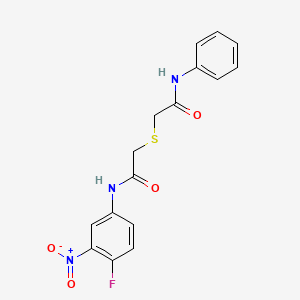 molecular formula C16H14FN3O4S B4733896 2-[(2-anilino-2-oxoethyl)thio]-N-(4-fluoro-3-nitrophenyl)acetamide 