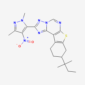 molecular formula C21H25N7O2S B4733911 2-(1,3-dimethyl-4-nitro-1H-pyrazol-5-yl)-9-(1,1-dimethylpropyl)-8,9,10,11-tetrahydro[1]benzothieno[3,2-e][1,2,4]triazolo[1,5-c]pyrimidine 