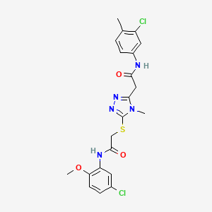 molecular formula C21H21Cl2N5O3S B4733928 2-[5-({2-[(5-chloro-2-methoxyphenyl)amino]-2-oxoethyl}thio)-4-methyl-4H-1,2,4-triazol-3-yl]-N-(3-chloro-4-methylphenyl)acetamide 