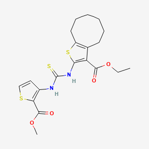 molecular formula C20H24N2O4S3 B4733960 ethyl 2-[({[2-(methoxycarbonyl)-3-thienyl]amino}carbonothioyl)amino]-4,5,6,7,8,9-hexahydrocycloocta[b]thiophene-3-carboxylate 