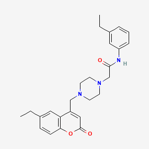 molecular formula C26H31N3O3 B4733961 2-{4-[(6-ethyl-2-oxo-2H-chromen-4-yl)methyl]-1-piperazinyl}-N-(3-ethylphenyl)acetamide 