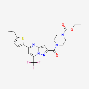 molecular formula C21H22F3N5O3S B4733962 ethyl 4-{[5-(5-ethyl-2-thienyl)-7-(trifluoromethyl)pyrazolo[1,5-a]pyrimidin-2-yl]carbonyl}-1-piperazinecarboxylate 