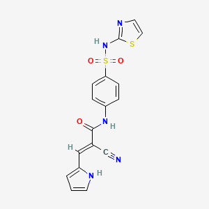 molecular formula C17H13N5O3S2 B4733964 2-cyano-3-(1H-pyrrol-2-yl)-N-{4-[(1,3-thiazol-2-ylamino)sulfonyl]phenyl}acrylamide 