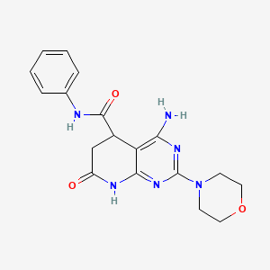 4-amino-2-(4-morpholinyl)-7-oxo-N-phenyl-5,6,7,8-tetrahydropyrido[2,3-d]pyrimidine-5-carboxamide