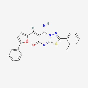 molecular formula C23H16N4O2S B4734009 5-imino-2-(2-methylphenyl)-6-[(5-phenyl-2-furyl)methylene]-5,6-dihydro-7H-[1,3,4]thiadiazolo[3,2-a]pyrimidin-7-one 